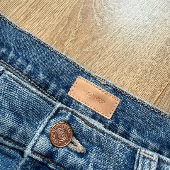 MOTHER Distressed Blue Straight Leg Jeans - Picture 4 of 8